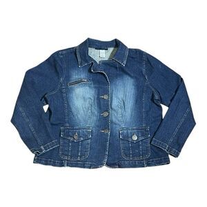 LA Blues Womens Plus Longsleeve Denim Jean Jacket- Size 18/20W Blazer